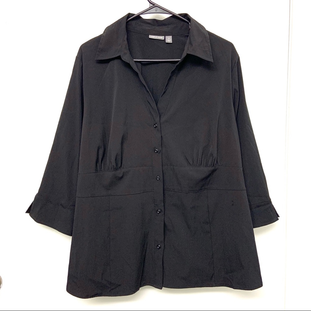 NWT Apt 9 Button Up 3/4 Sleeve Button Up Black 1X